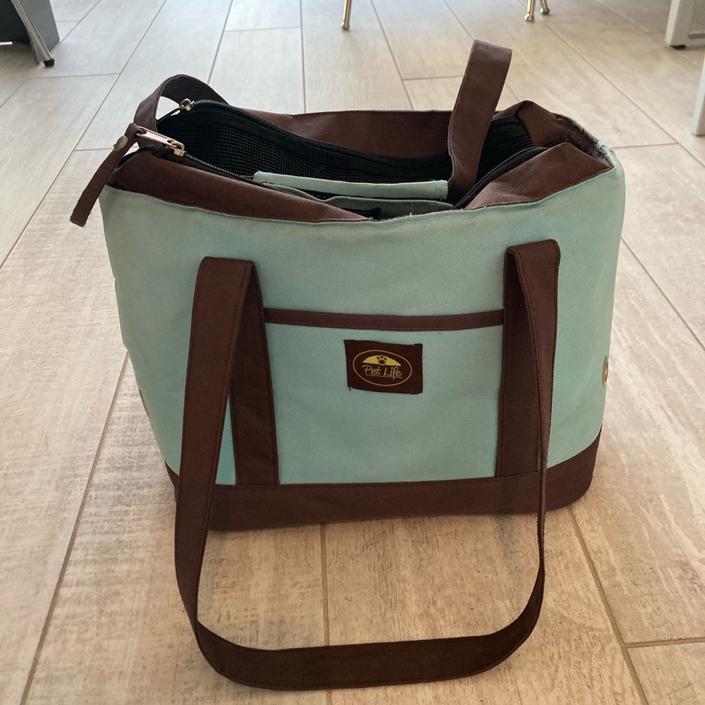 Dog Carry Bag Mint and Brown